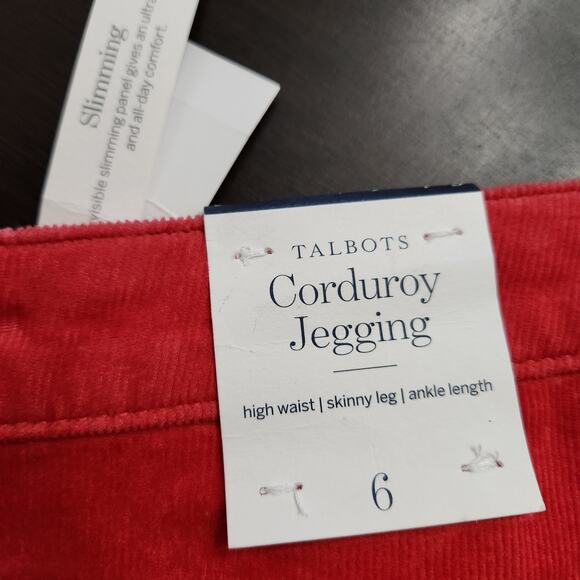 NWT Talbots Corduroy Jegging Red Size 6 - Picture 7 of 7
